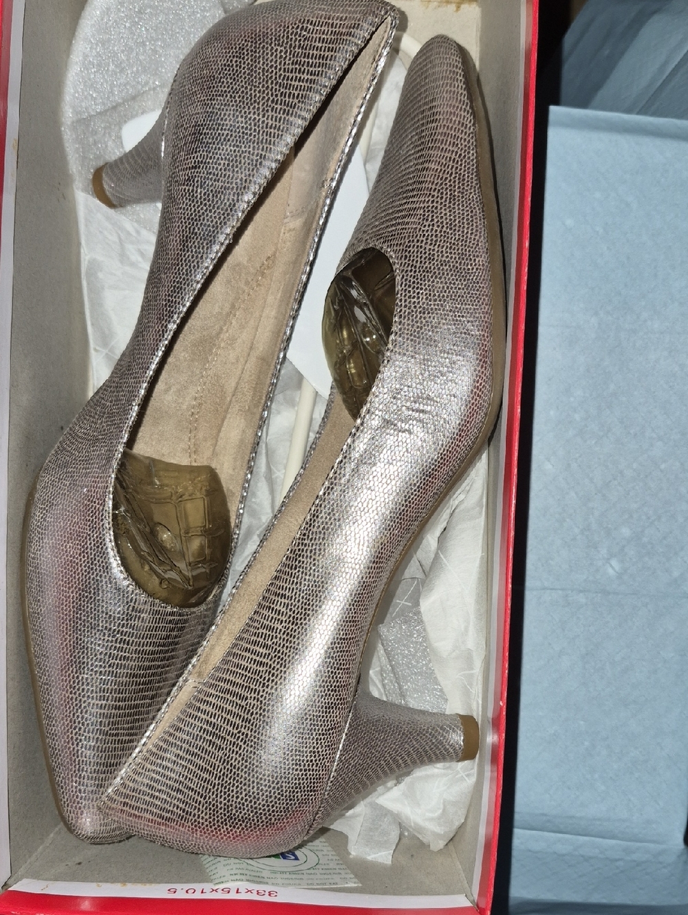 AEROSOLES Metallic Taupe Pointed-Toe Heels